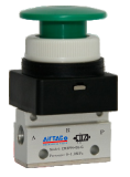 CM3PMS08GT AIRTAC MANUAL VALVES, CM3 SERIES MUSHROOM TYPE<BR>COMPACT 3 WAY 2 POSITION N.C. , 1/4" NPT PORTS GREEN BUTTON